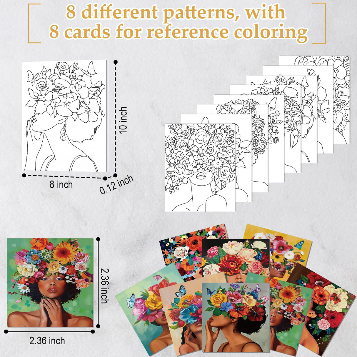 Cholemy 36 Pcs Paint and Sip Kit for Adults 8''x10'' Pre Drawn Canvas for Painting DIY Afro Acrylic Painting Kit Wood Easel Brushes Date Night Bulk for Christmas Party Gifts(Flower Lady)