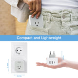 TESSAN All European UK Travel Plug Adapter Kit, International Detachable with 3 Outlet 3 USB Charger (1 USB C), Type C/G/E/F EU Ireland Power Adaptor, US to Europe Italy Spain France Greece