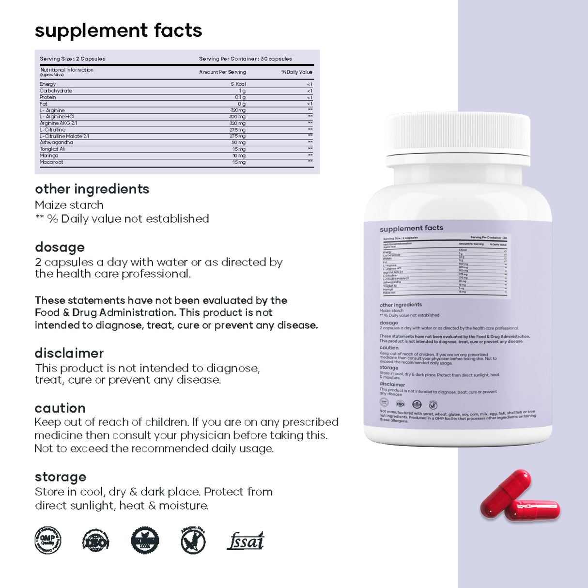 Mars Nitric Oxide Capsules – with L-Arginine, L-Citrulline & Adaptogenic Blend | Supports Energy, Circulation & Muscle Recovery (Pack of 2)