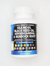 2 Pack Clean Nutraceuticals Sea Moss Black Seed Oil Ashwagandha Turmeric Bladderwrack Burdock & Vitamin C Vitamin D3 with Elderberry Manuka Dandelion Yellow Dock Iodine Chlorophyll ACV