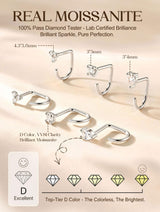 GEMQUEEN 3 Pairs Moissanite Half Hoop Earrings 925 Sterling Silver