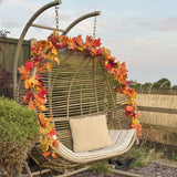 CQURE 16 Pack Fall Leaf Garland, 5.9Ft Autumn Garland Artificial Maple Leaf Garland Fall Leaves Hanging Vines Fall Maple Leaves Thanksgiving Decor for Home Christmas Fireplace Party