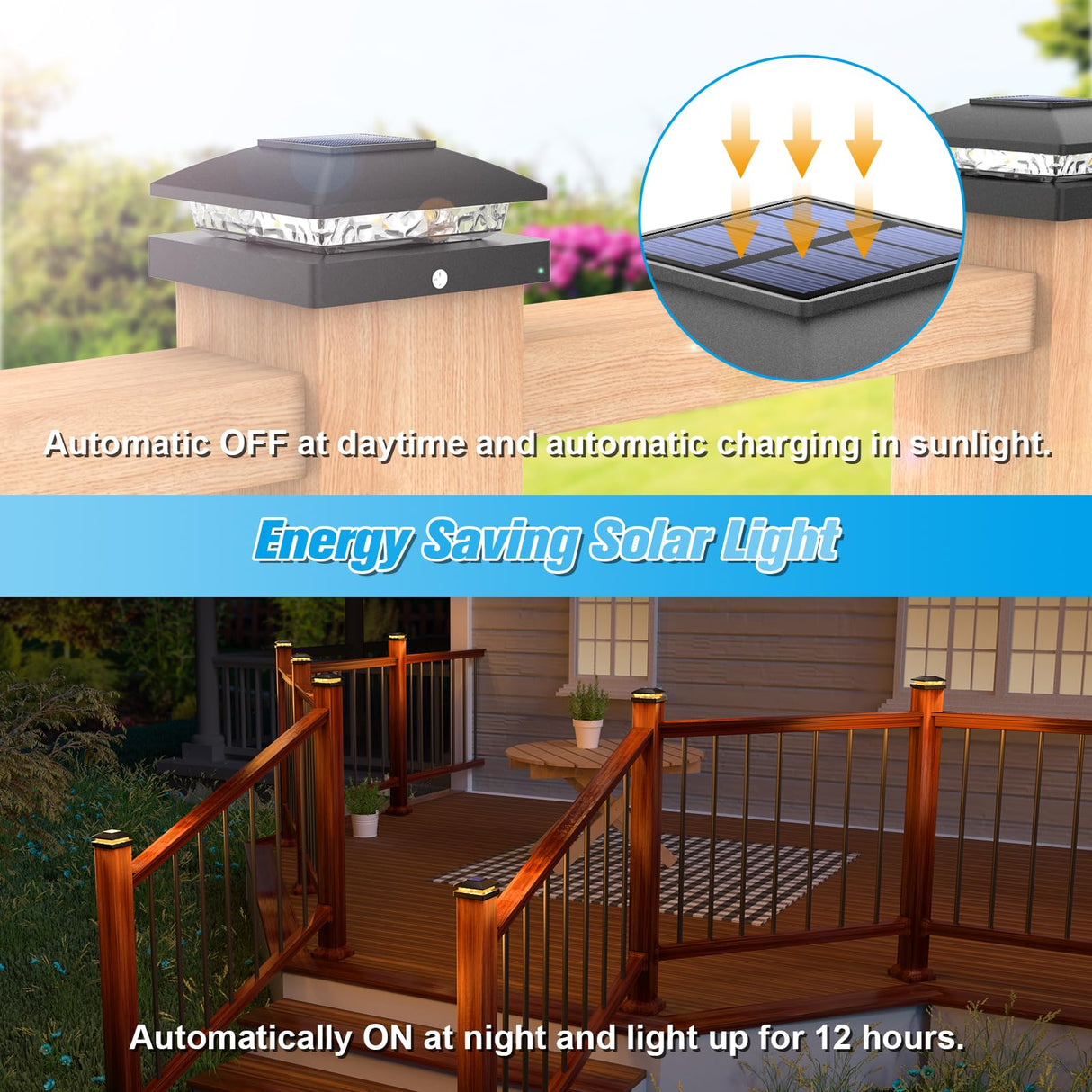 VOLISUN 4x4 Solar Post Cap Light 12pack,Solar Fence - Post Lights Outdoor Waterproof for Wooden/Vinyl Post,Black Deck Post Cap Light Solar Powered with Warm White for Garden/Patio/Porch