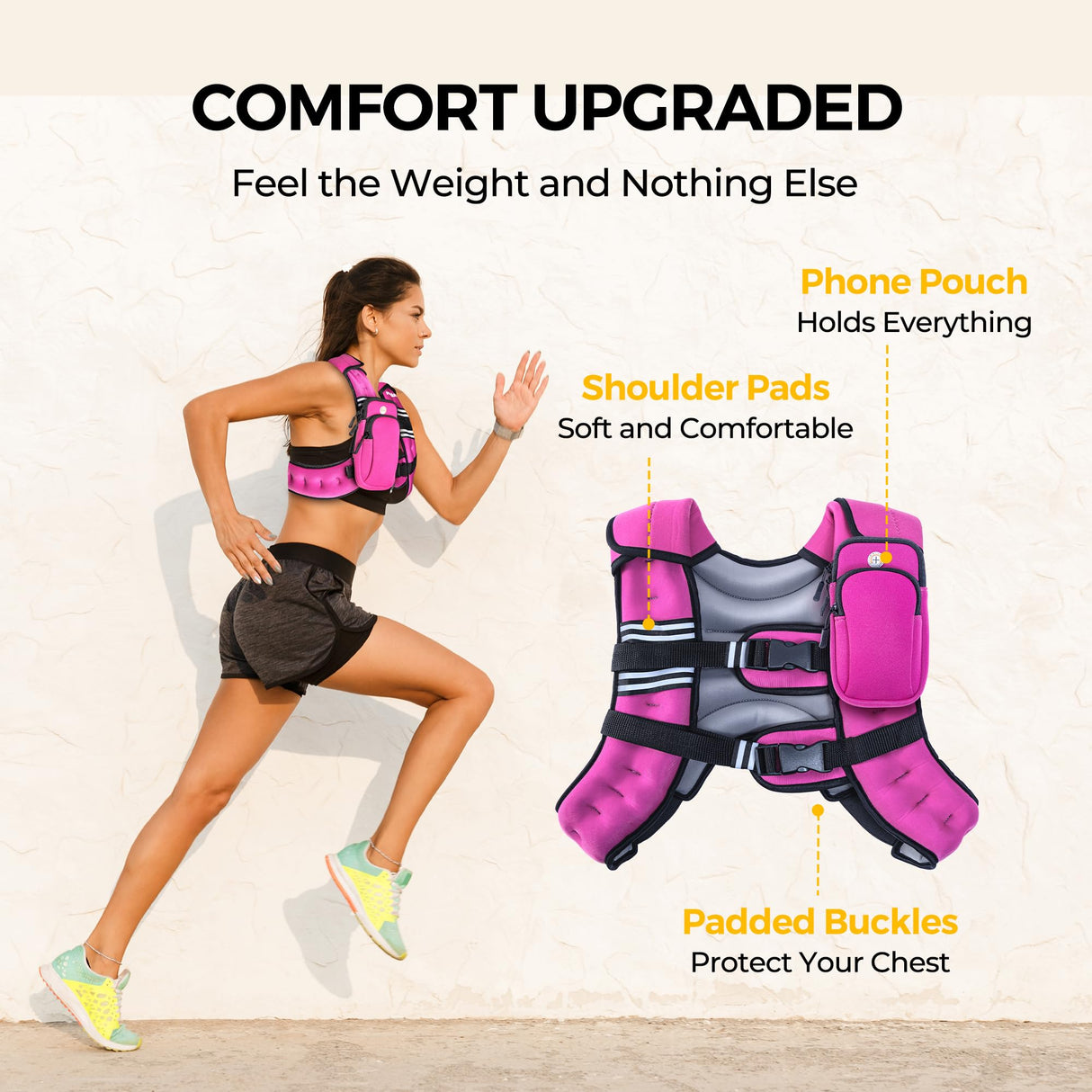 PACEARTH Weighted Vest, 4lb/6lb/10lb/12lb/16lb/20lb/25lb/30lb Weight Vest with Reflective Stripe, Body Weight Vests Adjustable for Men, Women Workout, Strength Training, Running, Walking, Jogging