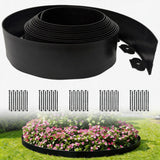 33FT Landscape Edging, 4 Inch Garden Edging Border with 50 Spikes, Flexible Lawn Edging for Trees, Landscape, Garden, Flower Beds, Lawn, Yard, Pathway, Paver Edge-Black