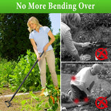 Garden Hoe with Rake, 37-82" Adjustable Long Handle Stirrup Weeder Hoe & 4-Tine Cultivator, Heavy Duty Scuffle Loop Hoe for Fast Weeding, Soil Loosening, Flower Beds, Vegetable Gardens