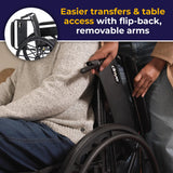 Drive Medical K318DFA-ELR Cruiser III Lightweight Folding Wheelchair with Flip Back Detachable Full Arms and Elevating Leg Rest (Black, 18 Inch, 39lbs)