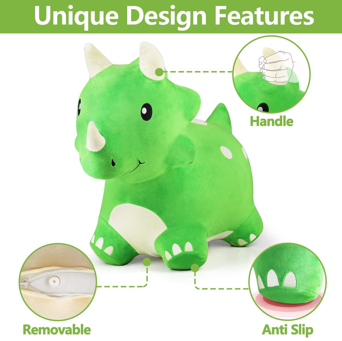 Bouncy Pals Toddler Dinosaur Hopper Toy, Kids Outdoor Ride on Bounce Animal