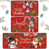 Drydiet 3 Pcs Christmas Kitchen Rugs and Mats Set Xmas Winter Farmhouse Non Slip Rugs Christmas Snowman Candy Holly Berries Floor Mats for Kitchen Home Hallway Holiday Decor, 17 x 29 and 17 x 47 Inch