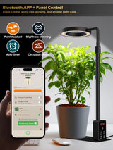 Smart Grow Lights for Indoor Plants, Plant Light with Auto-Timer, Full Spectrum LED Grow Light, Adjustable Height & Stepless Dimming,Plant Assistant Suitable for Most Plants (Black-1)