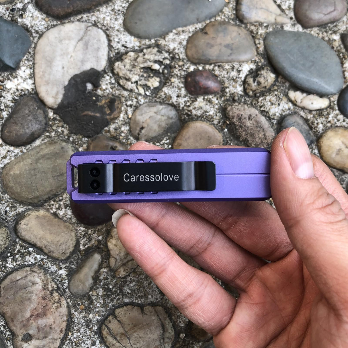Caressolove Automatic Utility Knife, Safety Black Box Cutter Retractable, EDC Push Button Knife, Exacto Scalpel Knife, 10PCS #23 Razor Blades Pocket Knife with Clip (Purple)