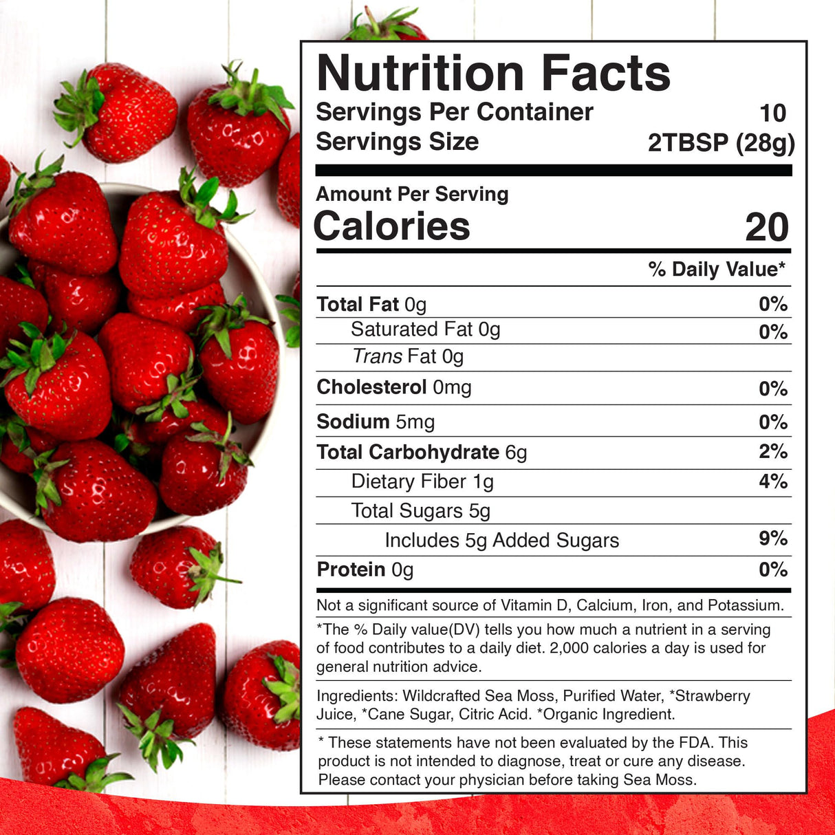 WELLNESS LABSRX Irish Sea Moss Gel Raw - Wildcrafted Superfood Seamoss Gel - Strawberry Flavor, Vitamin and Mineral-Rich from Pristine Caribbean Waters, Immune and Digestive Health Support - 10 oz.