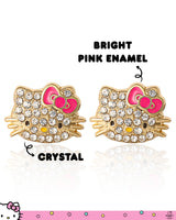 Sanrio Pave Crystal Hello Kitty Stud Earrings for Women Official License