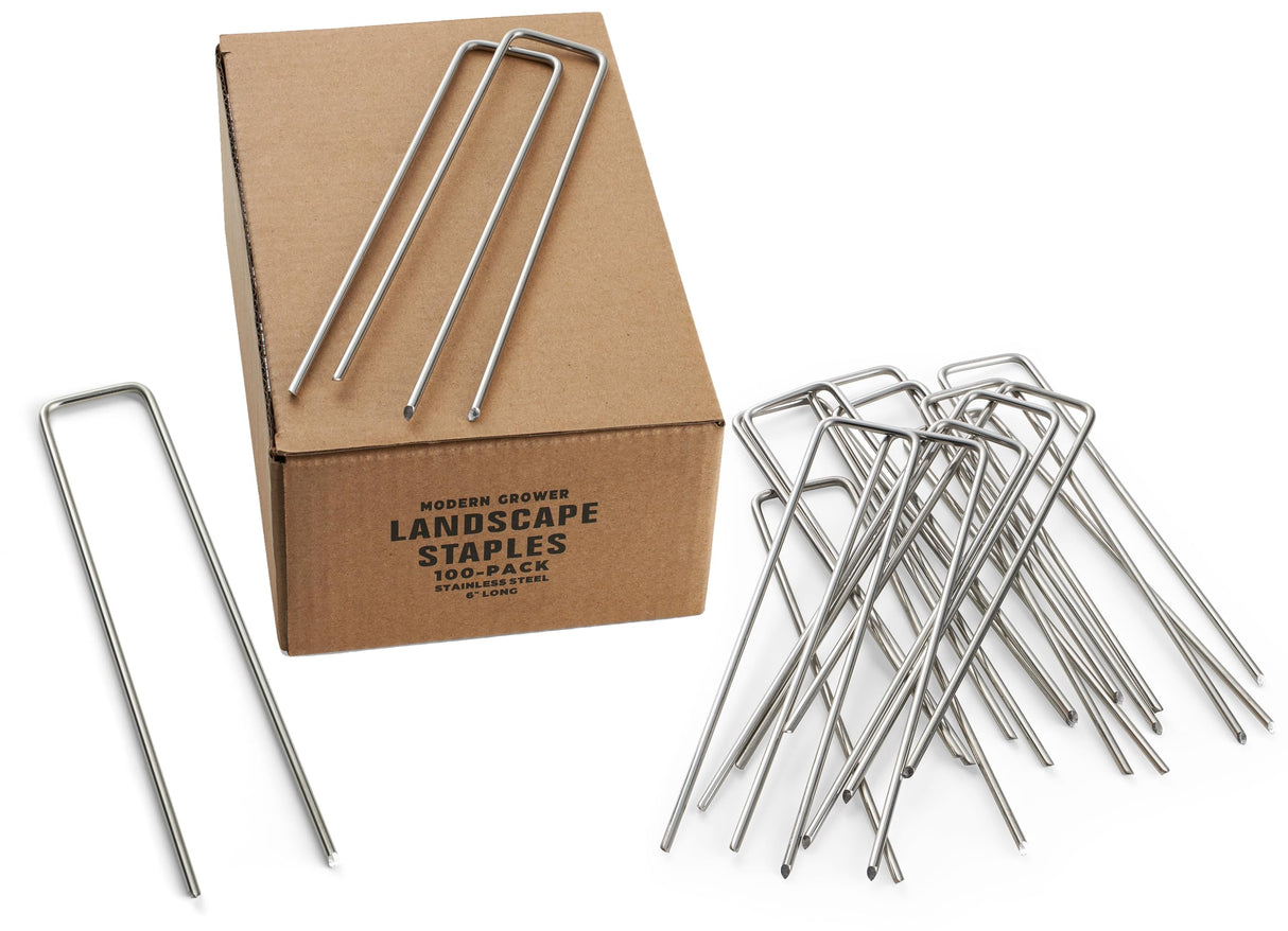 Stainless Steel Landscape Garden Staples Pins, 6-inch, 11 Gauge, Unlike Imposters Won't Rust - Perfect for Landscape Fabric, Irrigation Lines - 100 Pack