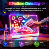 LED Drawing Board with 9 Light Effects, Rechargeable 16" Glow Doodle Note Message Board with Colors, Neon Light Up Drawing Pad Gift Ideas for Kids, Birthday, Christmas with Markers & Tracing Book