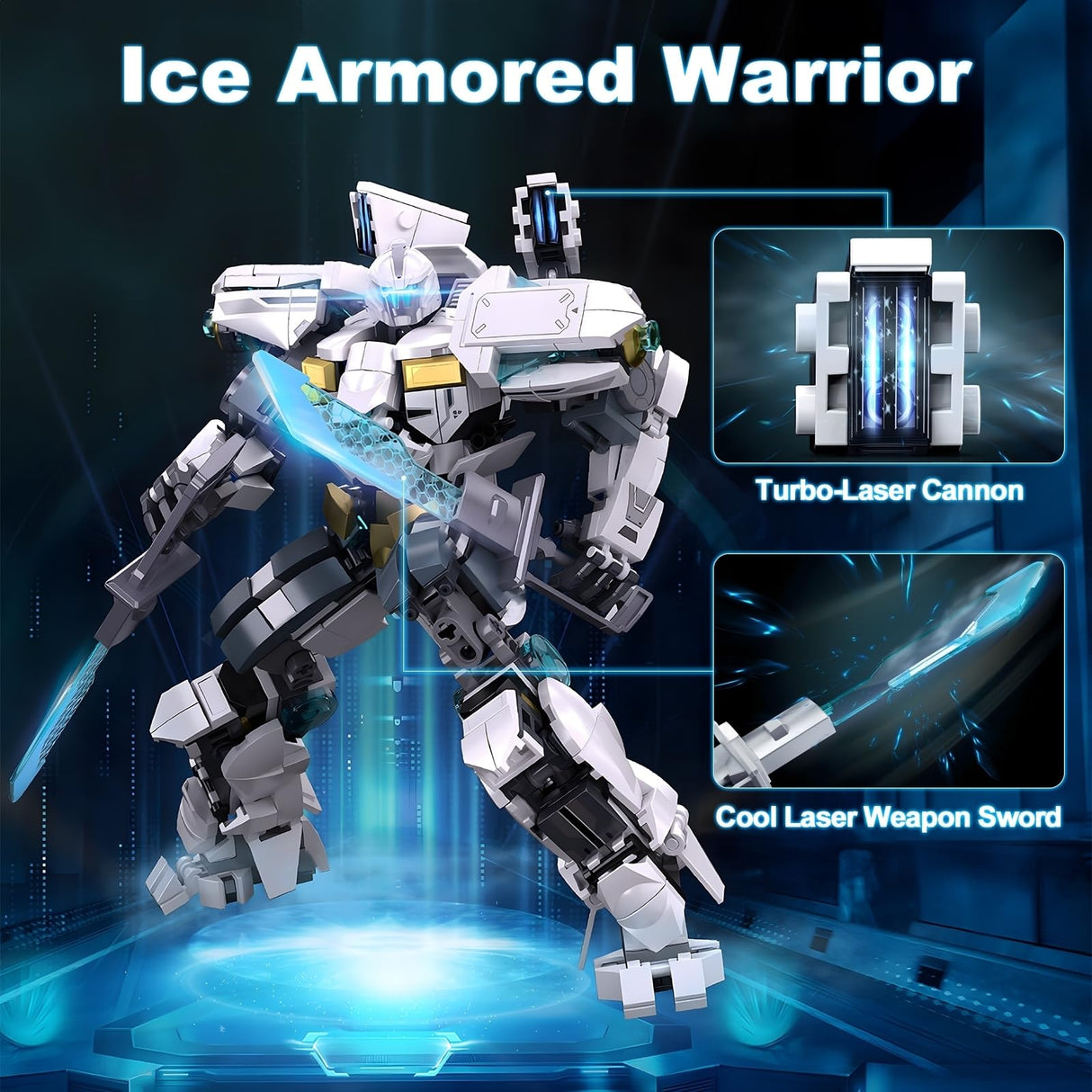 HIGH GODO Ice Warrior Mech Building Set, Cool City Protector Battle Model for Adults Boys 8+, Creative Action Robot Gifts Perfect for Christmas Birthday (561 Pieces)