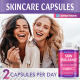 LB LILLYBRIGHT NATURALS Glutathione Capsules - 1,500mcg L-Glutathione Supplement with Vitamin C - Skin Tone Enhancer - Targets Dark Spots & Acne Marks - Potent Antioxidant - 60 Skin Pills