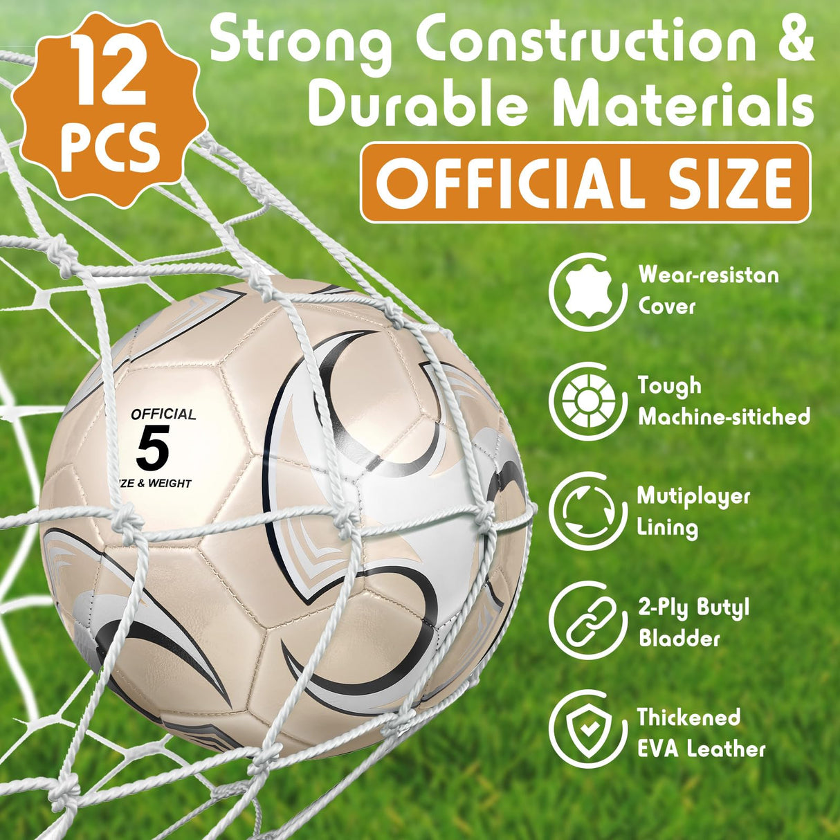 Glimin 12 Pcs Operation Christmas Deflated Soccer Balls Size 5/4 Bulk with Pump Drawstring Bag for Official Soccer Sport Christian Charity Donation Xmas Gift ()