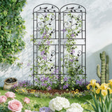 CL FUN Garden Trellis for Climbing Plants, 2 Pack 71x20 in Metal Lattice Panel with Black Coating, Tall Climbing Support for Rose Vines Clematis Flowers Vegetables Fruits - Plant Trellis Outdoor