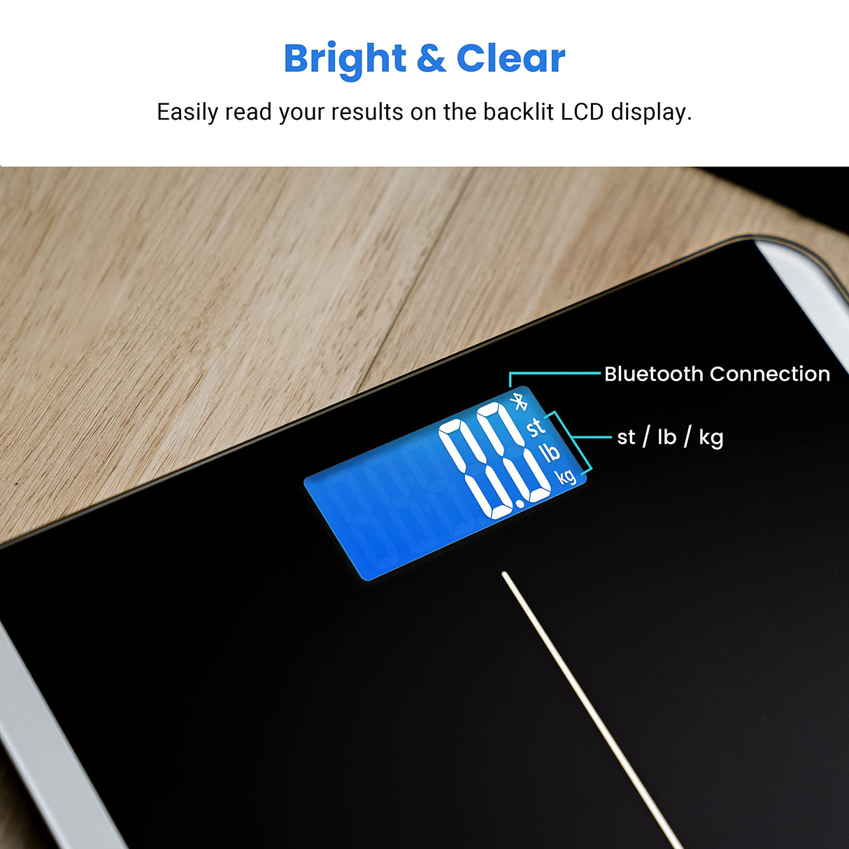 Etekcity Smart Scale for Body Weight and BMI, Bathroom Digital Electronic Weighing Scale for People, Bluetooth Free VeSync APP Connection, Rounded Corner, Accurate to 0.1lb/0.05kg, 400 lbs, Black