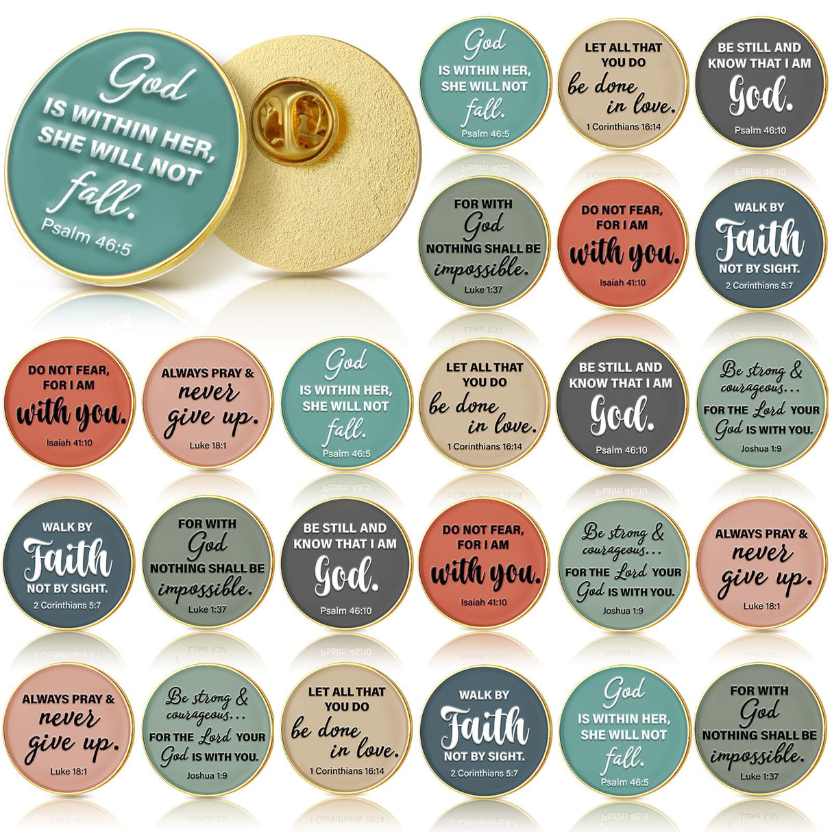 Landical 24 Pcs Jesus Christian Pins, Fresh, Biblical Verse