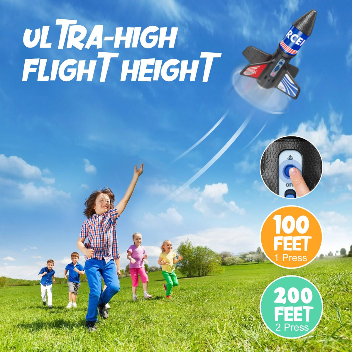 Rceico Rocket Launcher, 170 Feet of Flight Altitude, Model Rocket Kits with Launch Set, Ultra-high Flying Rocket, Rocket Toy, Kids Outdoor Toys, Gift for Kids Ages 8-12 Children's Day Gift