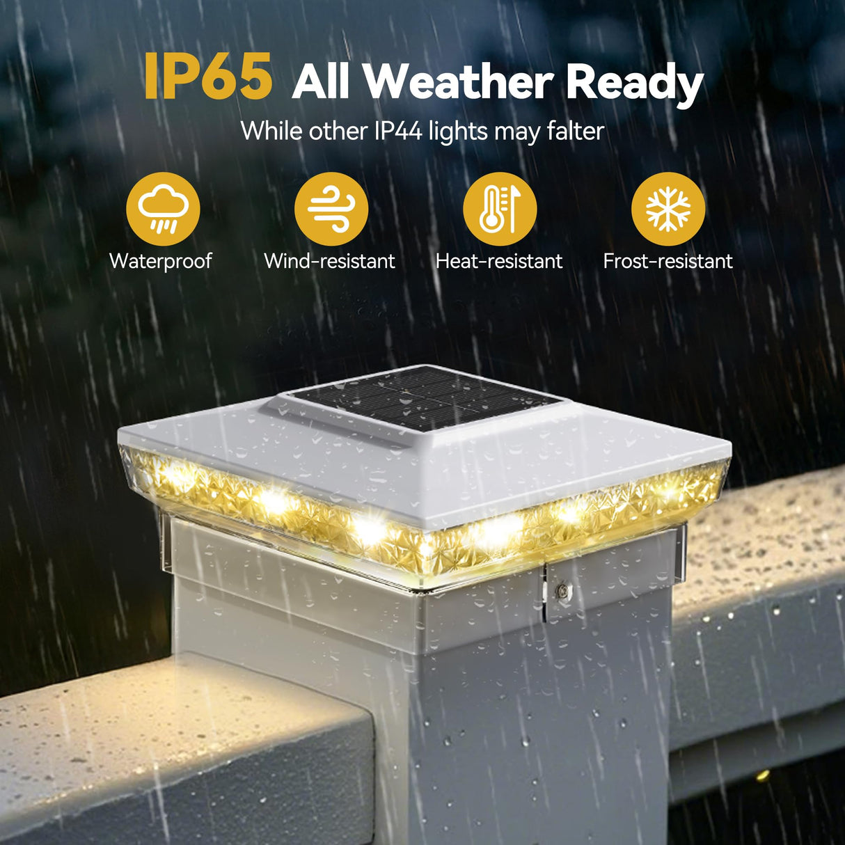 KEILAIMO Solar Post Cap Lights, 12-Pack Upgraded Outdoor Deck Fence Post Solar Lights for 4x4 5x5 Wood/Vinyl Posts, IP65 Waterproof, 10-12 Hours Warm/Cool White Glow for Garden/Patio/Porch - White