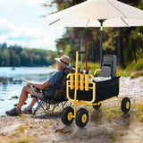 Bonnlo Beach Fishing Cart, Beach Wagon Trolley with 11" Big NO-Flat Airless Tires, Foldable Beachs Trailer with Large Cargo Basket, 550 lbs Load Capacity, 8 Fishing Rods Holder, Durable Oxford Bag