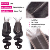 12A Human Hair Bundles with 2x6 Closure 18 20 22 with 16 Inch Brazilian Body Wave Bundles Human Hair with 2x6 HD Lace Closure 100% Unprocessed Virgin Human Hair Weave 3 Bundles Deals with Closure