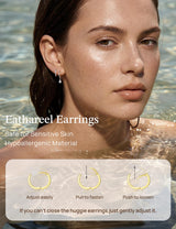 3 Pairs 925 Sterling Silver Hoop Earrings, White CZ