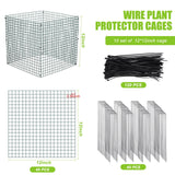 Zubebe 10 Pack Small Wire Plant Protectors Square Plant Protectors from Animals Mesh Cage Chicken Wire Cloche for Shrubs with Ground Stakes and Nylon Ties(Thickness 1mm,Dark Green)