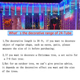 Outdoor Christmas Decorations, 24Tubes Meteor Shower Lights (Equal to 3 Sets of 8-Tubes) Ice Blue LED Icicle Christmas Lights for Halloween Xmas Decorations Tree Party Yard Outdoor