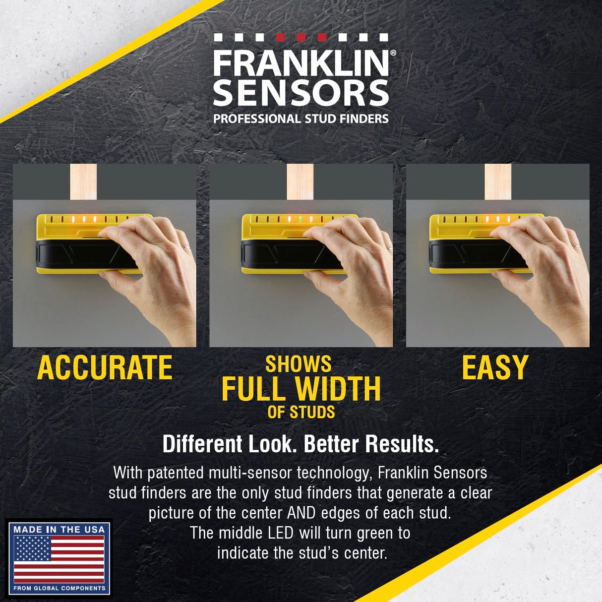 Franklin Sensors ProSensor M90 Stud Finder with 9-Sensors, Wood & Metal Stud Detector/Wall Scanner, Made in The USA