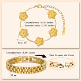 YOQ Stackable Four Leaf Clover Bracelets for Women, 18K Gold Plated Love Bangle Bracelets Set, 2 Pcs Charm Jewelry Gifts (Gold 2Pcs-W)