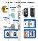 Veise KS02A Fingerprint Keyless Entry Door Lock, Auto Lock, Electronic Keypad Deadbolt for Front Door, Biometric, Anti-Peeping Password, Easy Install, Matte Black