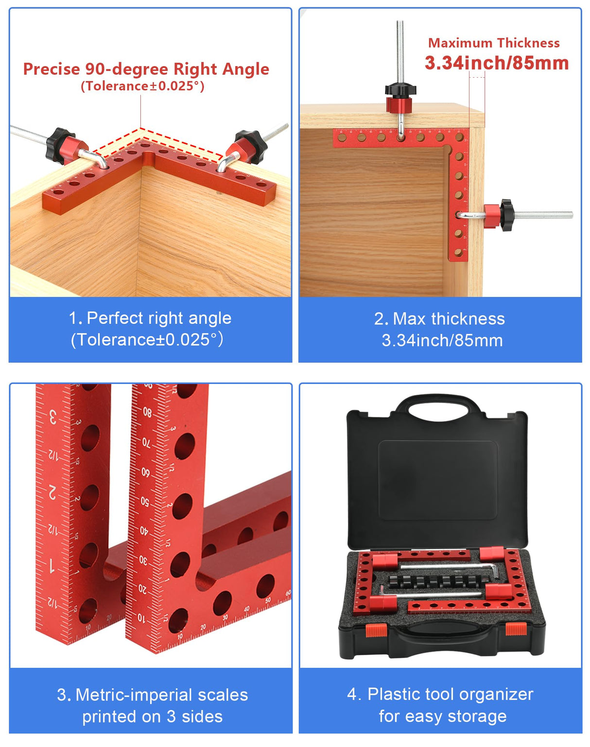 VEXTHYX Corner clamps for woodworking, 4Pack 90 degree 5.5"x5.5" clamping squares for right angle positioning, woodworking square clamp tools for cabinet, picture frame, box, drawers