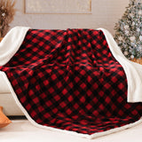 BEAUTEX Sherpa Fleece Flannel Blanket Twin Size, Super Soft Warm Buffalo Plaid Plush Microfiber Blankets, Cozy Fuzzy Christmas Blanket for Couch Sofa Bed (Red, 60" x 80")