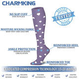 CHARMKING Compression Socks for Women & Men (8 Pairs) 15-20 mmHg Graduated Copper Support Socks are Best for Pregnant, Nurses - Boost Performance, Circulation, Knee High & Wide Calf (L/XL, Multi 58)