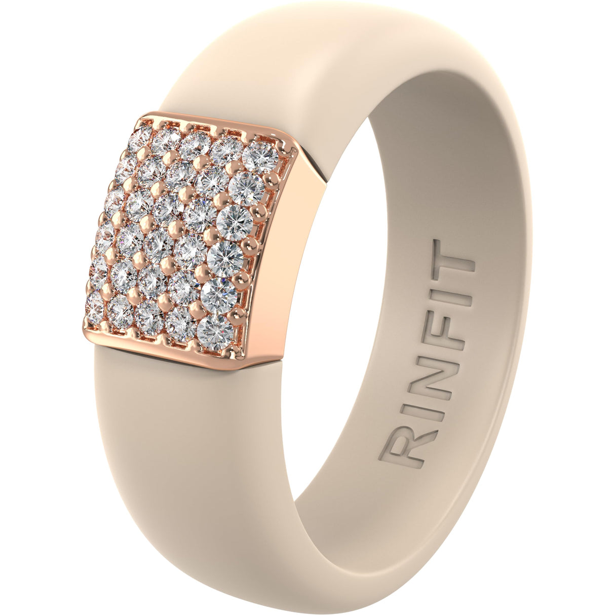 Rinfit Silicone Ring with Metal Plate & CZ for Women - Pack C, Size 8