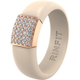 Rinfit Silicone Ring with Metal Plate & CZ for Women - Pack C, Size 8