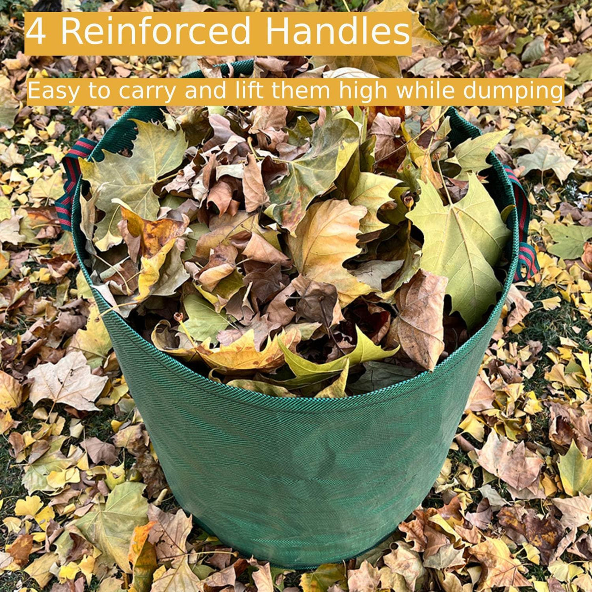 RISETEX Leaf Collector 3-Pack | 106Gal Eco-Friendly Reusable Leaf Bags | Heavy-Duty Self-Standing Yard Waste Container w/4 Handles for Lawn Maintenance & Outdoor Recycling