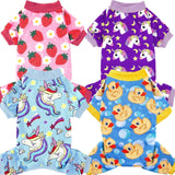 XPUDAC 4 Pieces Dog Pajamas for Small Dogs Pjs Clothes Puppy Onesies Outfits for Doggie Christmas Shirts Sleeper for Pet Cats Jammies-L