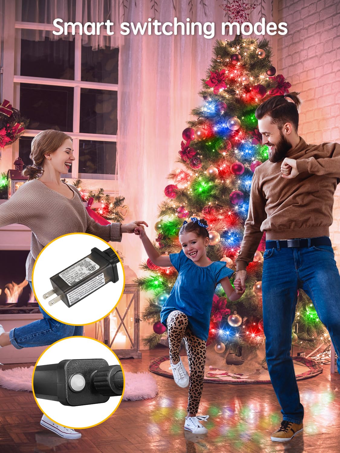 Acan 115FT Christmas Lights Warm White/Multicolor, 300 LED Color Changing String Lights Outdoor with Remote Control, 8 Modes Fairy Light Plug in Waterproof for Bedroom Party Christmas Tree Wedding