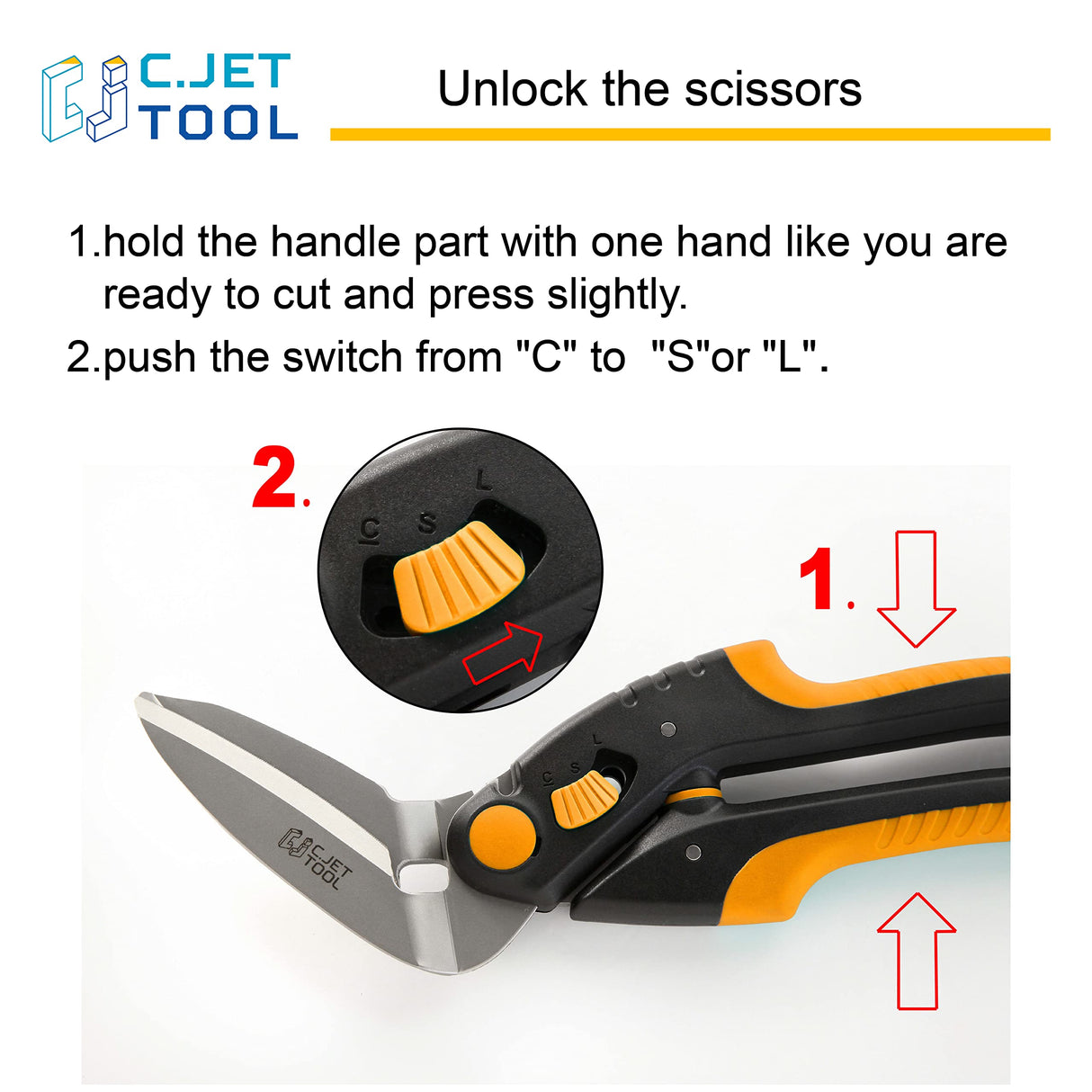 C.JET TOOL 10" Heavy Duty Scissors - Carpet Cutter, Industrial Multipurpose Tool for Cardboard, Leather, Pruning, Gardening - Professional Soft Grip Stainless Steel (Orange)
