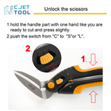 C.JET TOOL 10" Heavy Duty Scissors - Carpet Cutter, Industrial Multipurpose Tool for Cardboard, Leather, Pruning, Gardening - Professional Soft Grip Stainless Steel (Orange)