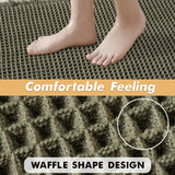 MIULEE Set of 2 Waffle Bathroom Rugs, Super Absorbent Non Slip Bath Rugs, Washable Bath Mats with Tassels, Ultra Soft Rubber Backed Shower Mats for Bathroom Floor, Tub, Christmas Green, 18x30 Inch