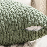 MIULEE Decorative Sage Green Christmas Throw Pillow Covers Soft Couch Set of 4 Boho Striped Cushion Covers Corduroy Pillowcases Farmhouse Home Decor for Couch Bed Sofa Room 18x18 Inch Forest Green