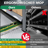 42" Commercial Dust Mop for Floor Cleaning, MASTERTOP Large Flat Mop with Long Handle, Sweeping Broom with 2 Different Mops Pads, Industrial Mop for Hardwood, Tile, Gym, Office, Mall, Warehouse