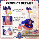 Patriotic 4th of July Porch Goose Outfit for 23 Inch Lawn Statue, 250th Anniversary Independence Day American Lawn Goose Clothes Costume, Red White Blue Patriotic Decorations for Garden Outdoor