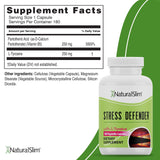 NaturalSlim Stress Relief Supplement - Stress Defender, High Cortisol Reducer, Control Cravings, Sleep & Metabolism Support with Vitamin B5 Pantothenic Acid & L Tyrosine - 180 Vegetable Capsules